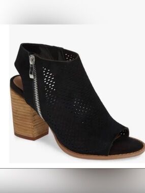 Steve Madden Abigail Black Suede Boots Booties Slingback Peep Toe 6.5